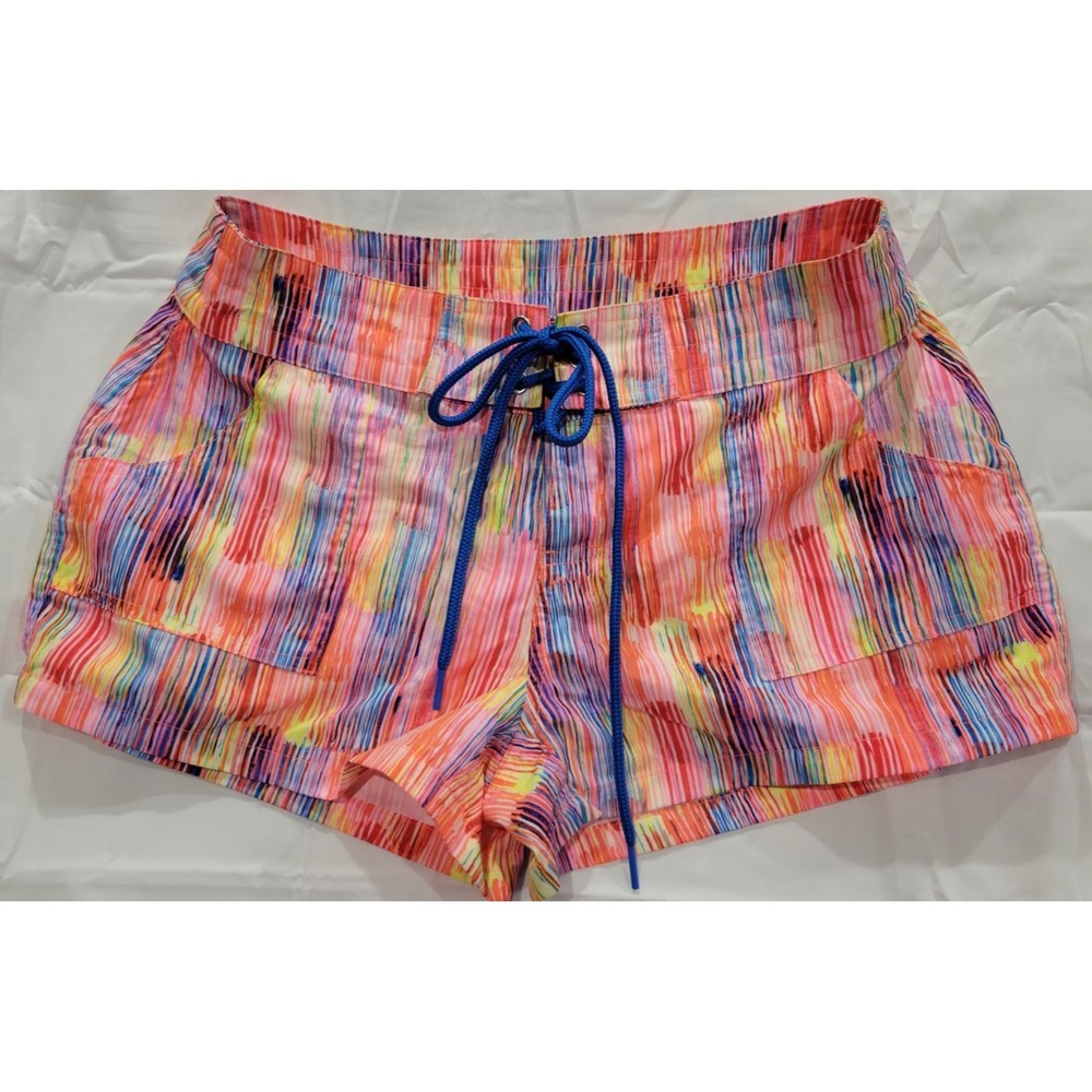 Venus Swim Trunks Shorts Womens XS Drawstring/Snap Closure Colorful Pockets EUC